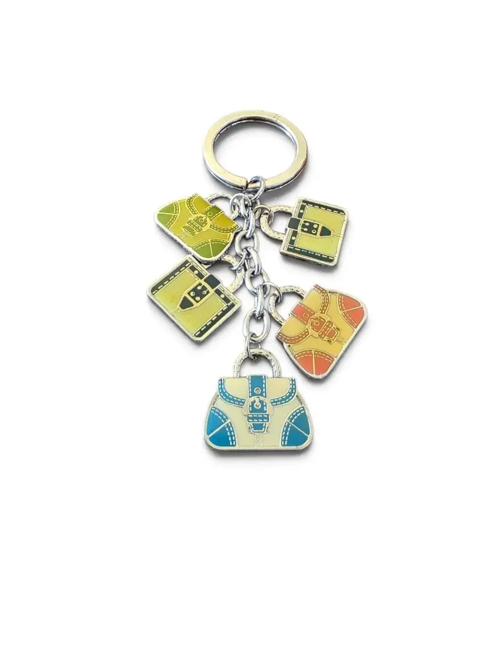 Coach Vintage Handbag Charm Key Ring Multicolor Enamel Miniature Purse Keychain